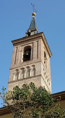 church spire near plaza of saint nicolas in madrid
