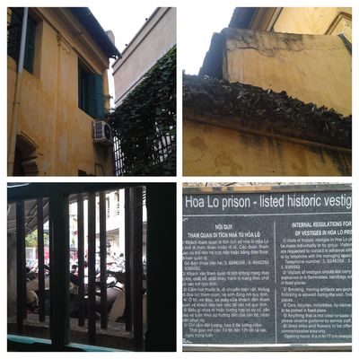 hoa lo prison, john mccain's alma mater.  the accommodations are a bit sparse, and the food had unintentional bugs in it.

