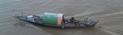 sampan style boat in cambodia
